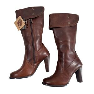 Harley-Davidson Women's D85450 Brown Leather Tall Fold Over Heel Boots Size 6.5